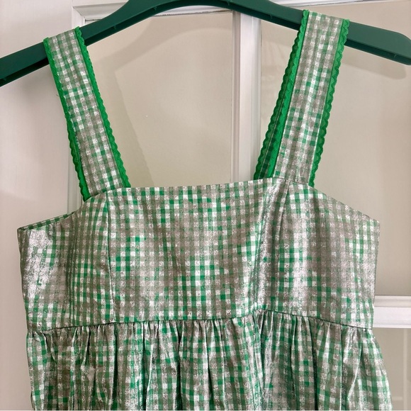 Hunter Bell New York Green Gingham Check “Poppy” Sleeveless Tiered Dress Sz S - Picture 4 of 7